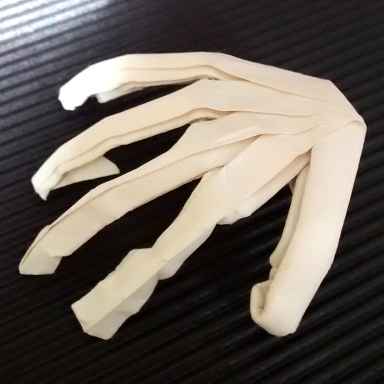 Origami skeleton hand.